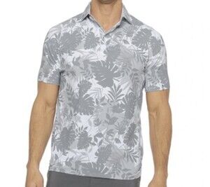 Size Medium / 50 Kjus Golf Polo White Grey Tropical Palm Print NWT